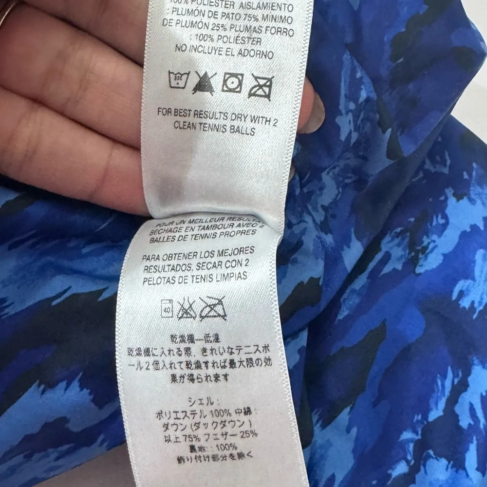Patagonia Blue and Black Camouflage Jacket with Orange Trim